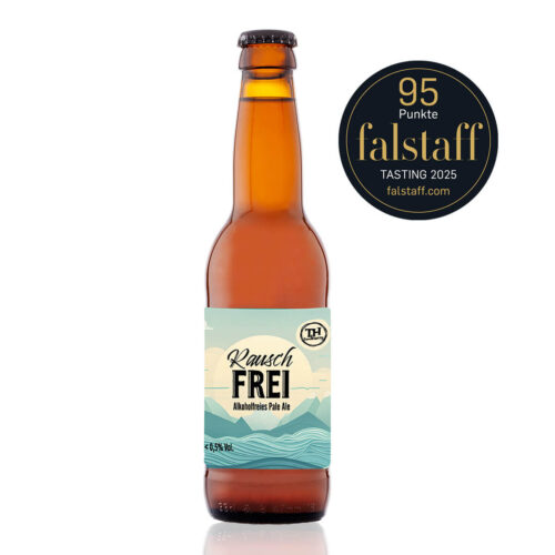 Tom & Harry RauschFREI – Alkoholfreies Bier Pale Ale prämiert mit 95 Falstaff Punkten.
